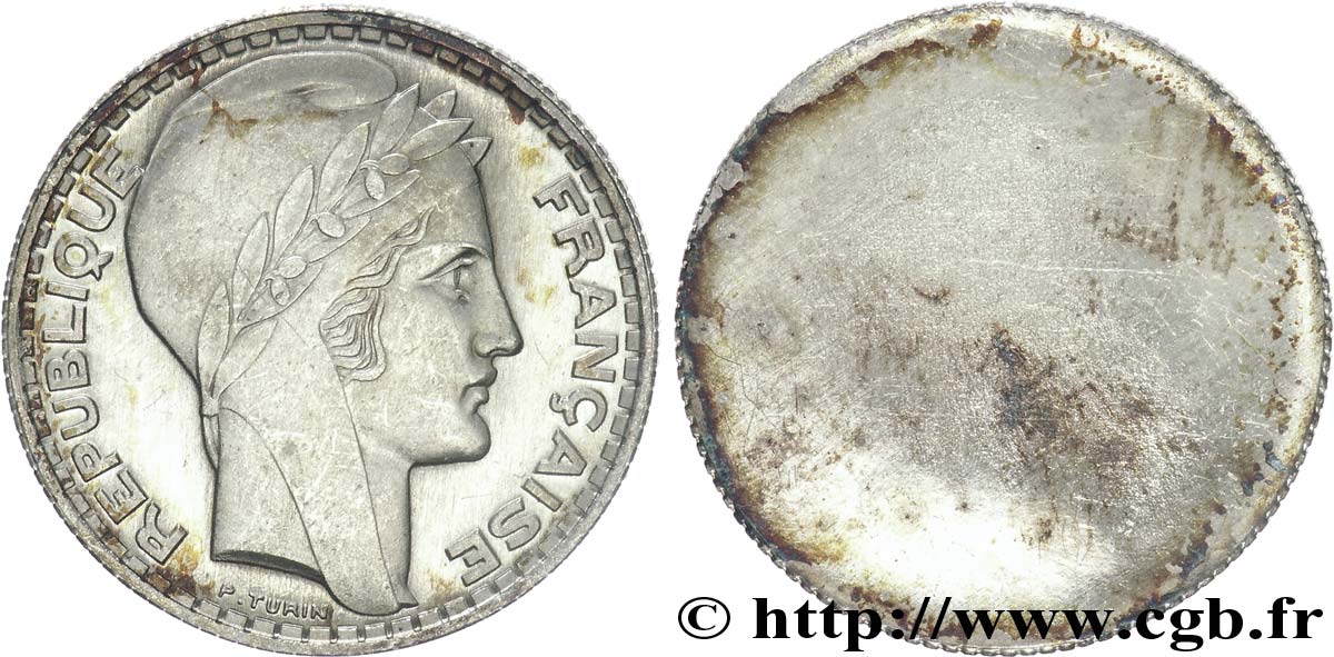 Epreuve uniface d’avers de 5 francs Turin 1933 Paris G.759 var SC 
