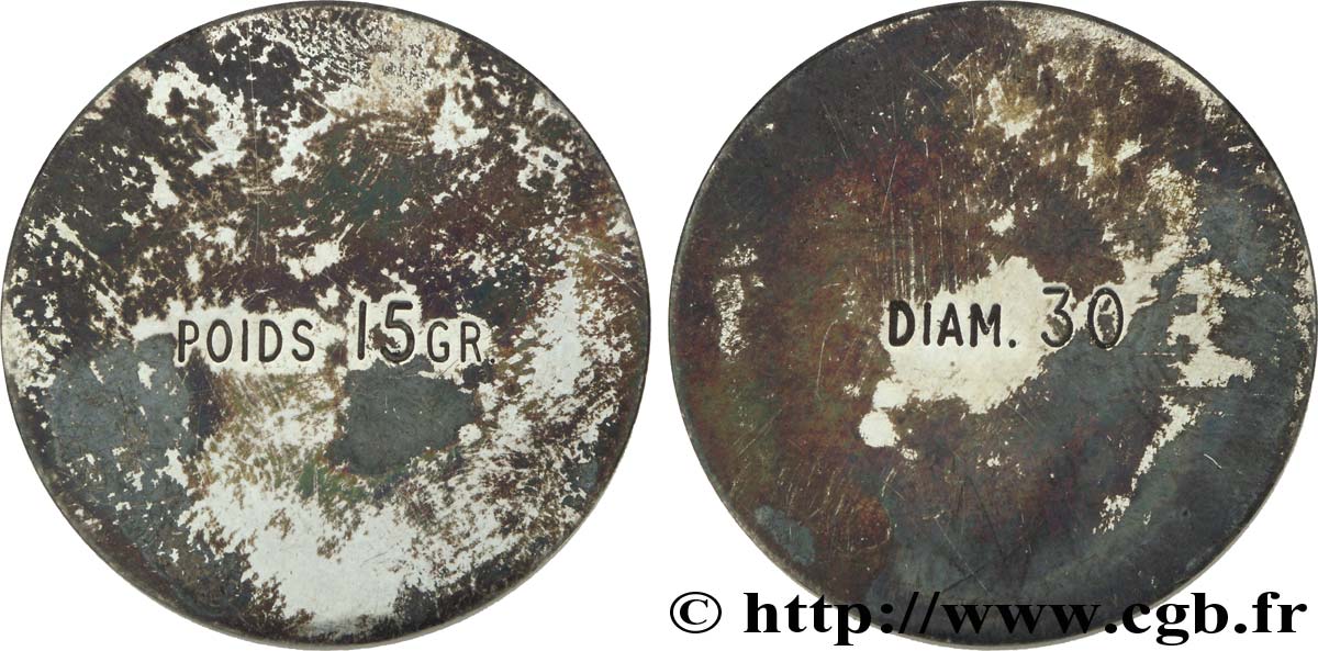 Essai de flan 15 gr, 30 mm, argent, de 10 francs Turin n.d. Paris  SPL 