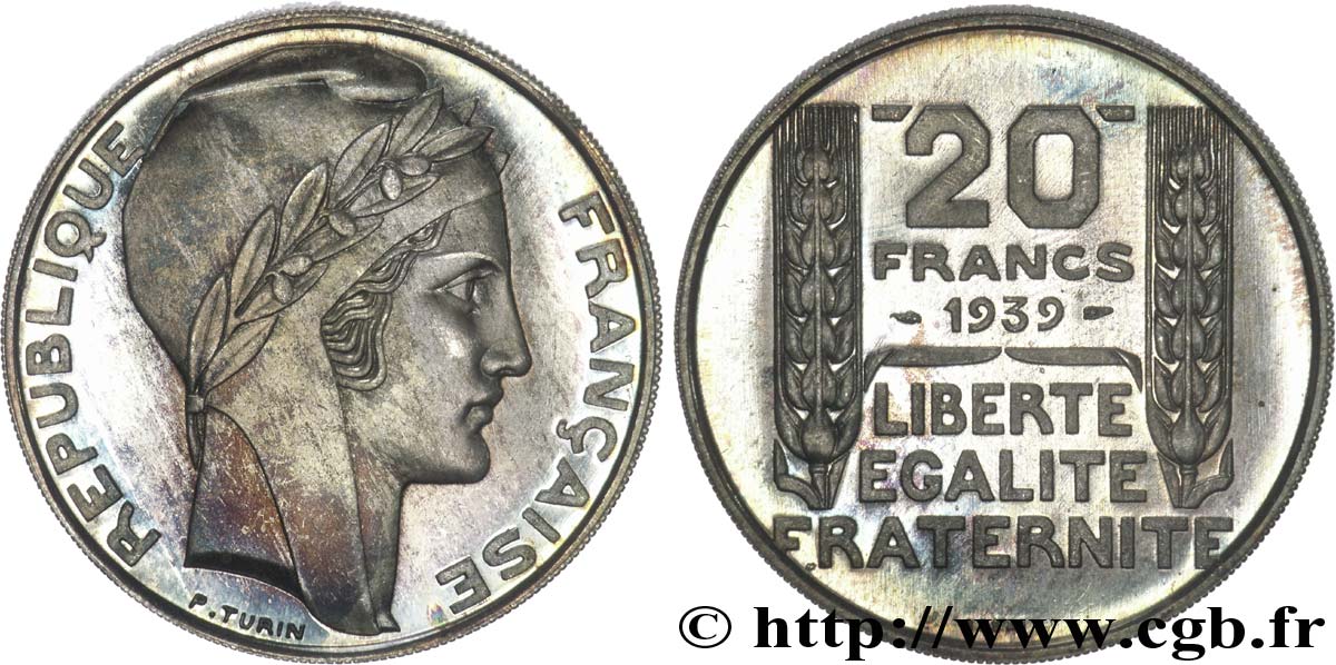 Essai de 20 francs Turin, poids léger 1939 Paris G.853  FDC 