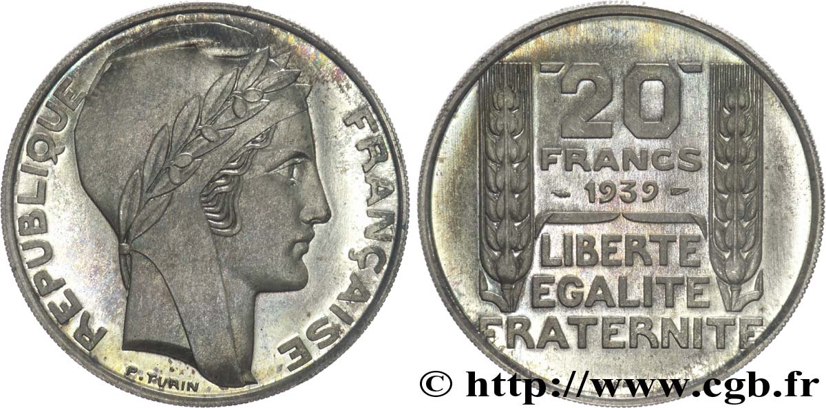 Essai de 20 francs Turin, poids moyen 1939 Paris G.853  MS 