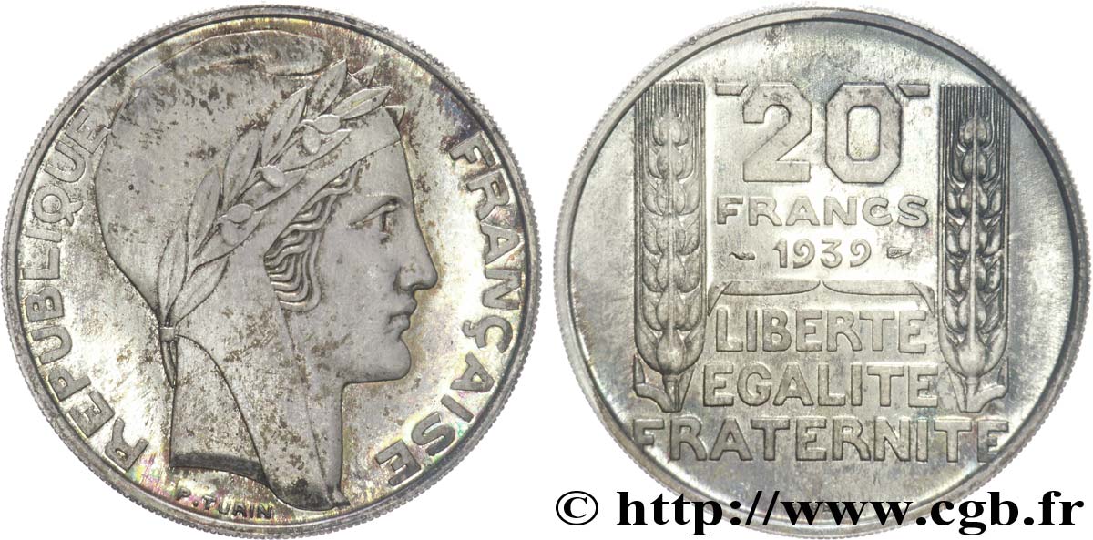 Essai de 20 francs Turin, poids lourd 1939 Paris G.853  MS 