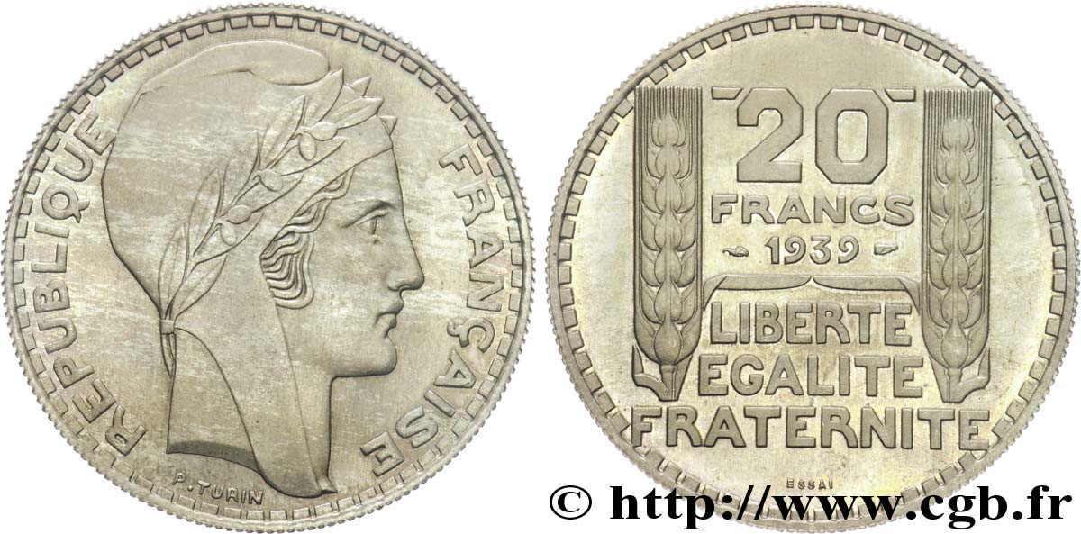 Essai de 20 francs Turin, en cupro-nickel 1939 Paris VG.-  MS 