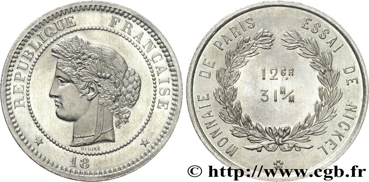 Essai de flan pour la 5 francs Lavrillier, 31 mm, 12 g n.d. Paris G.265 a note ST 