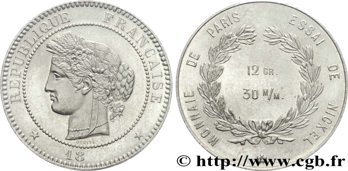 Essai de flan pour la 5 francs Lavrillier, 30 mm, 12 g, léger n.d. Paris G.265 a note MS 