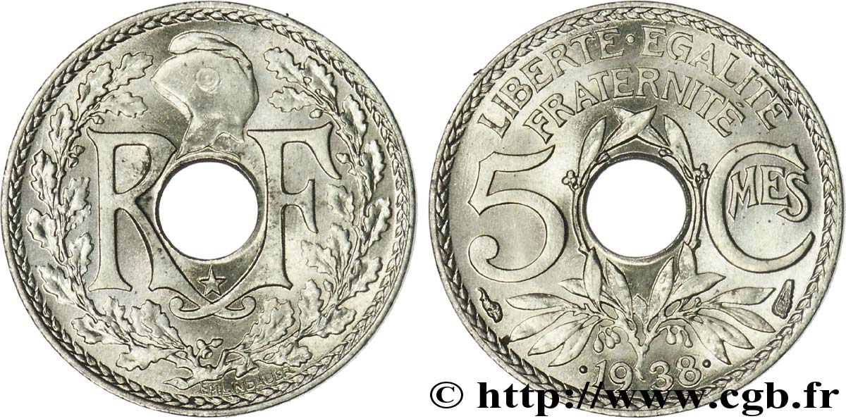 5 centimes Lindauer, Maillechort, avec étoile 1938 Paris F.123/1 FDC 
