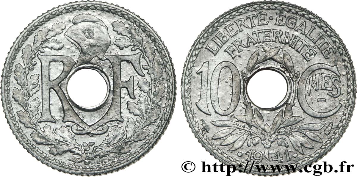 10 Centimes Lindauer Zinc (Essai de frappe ?) 1941 Paris F.140/2 SC 