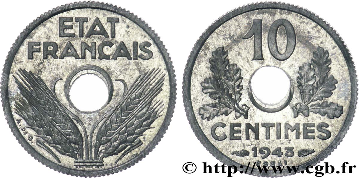 Essai petit module de 10 centimes 1943 Paris F.142/1 ST 