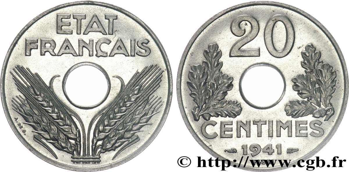 Essai de 20 centimes fer 1941 Paris F.154/1 ST 