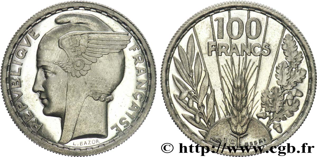 Préparation de la 5 francs Pétain, essai de Bazor en cupro-nickel, poids moyen, 4 g n.d. Paris VG.cf. 5238 var. MS 