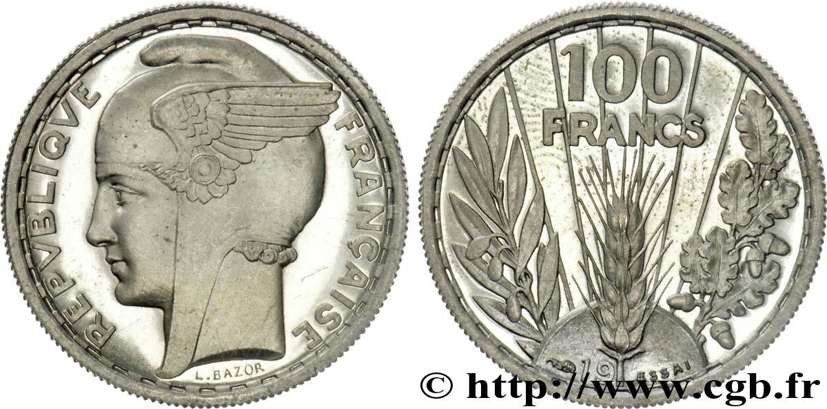 Préparation de la 5 francs Pétain, essai de Bazor en cupro-nickel léger, 3,5 g n.d. Paris VG.cf. 5238 var. ST 