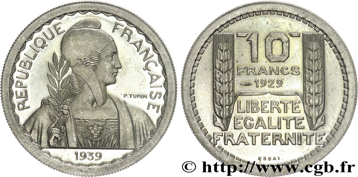 Préparation de la 10 francs Pétain, moyen module, listel large, 26 mm, 7 g - Essai n.d. Paris Maz.2606 e FDC 