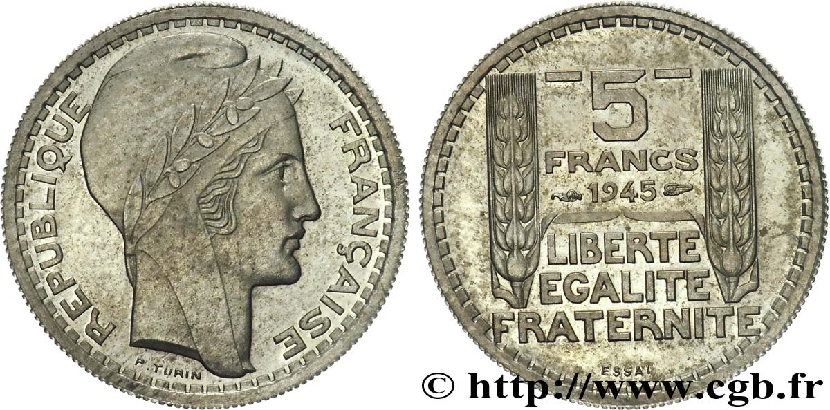 Essai de 5 francs Turin 1945 Paris  SPL 