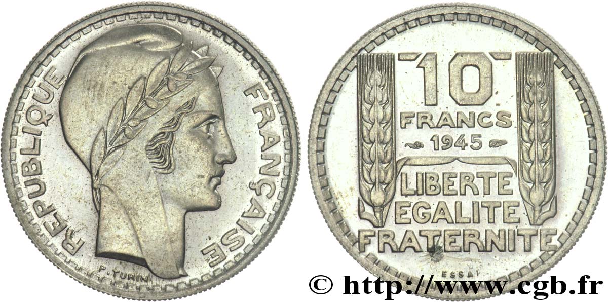 Essai de 10 francs Turin, grosse tête 1945 Paris F.361/1 SPL 