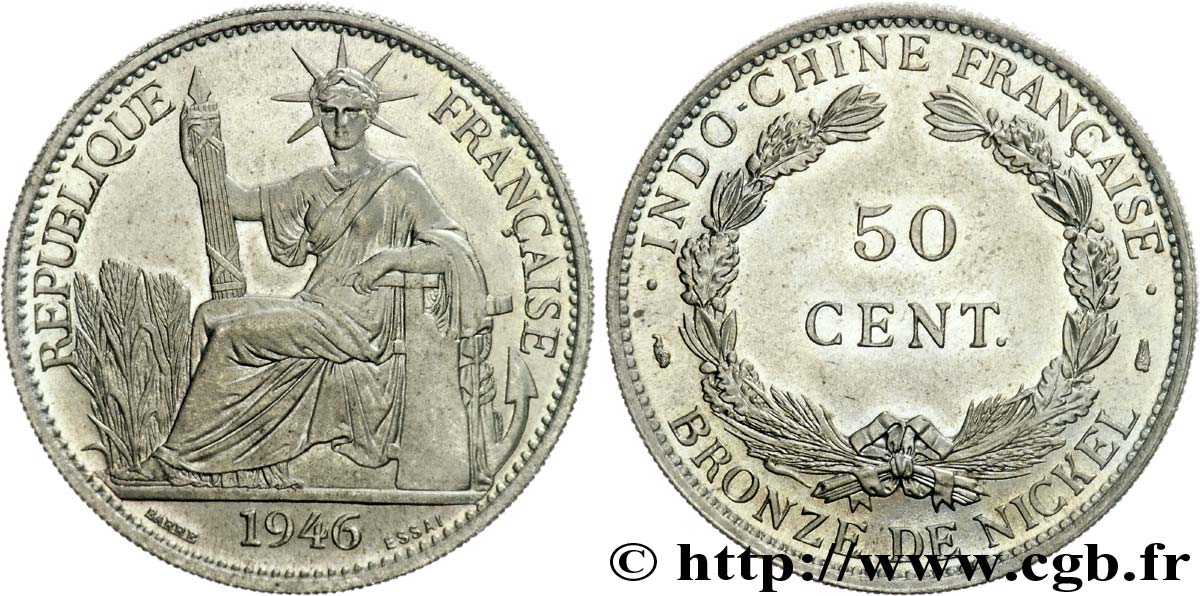 UNION FRANÇAISE - INDOCHINE FRANÇAISE Essai 50 centimes 1946 Paris MS 