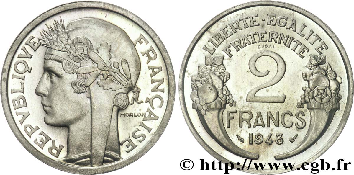 Essai de 2 francs Morlon, cupro-nickel, 7 g 1948 Paris G.538b  ST 