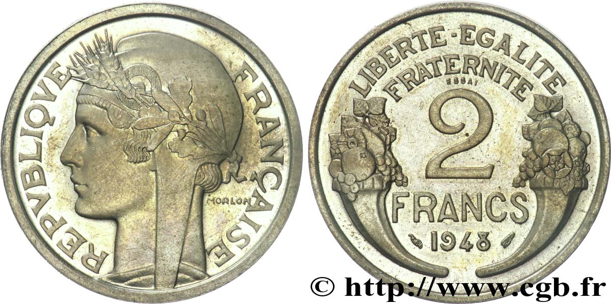 Essai de 2 francs Morlon, cupro-nickel, 8,5 g 1948 Paris G.538b  MS 