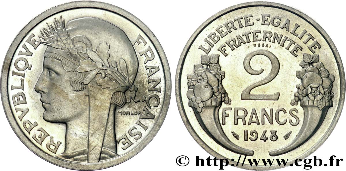 Essai de 2 francs Morlon, cupro-nickel, 9,5 g 1948 Paris G.538b  MS 