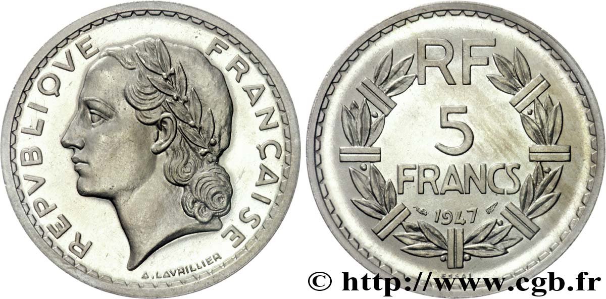 Essai de 5 Francs Lavrillier, poids lourd 1947 Paris G.-  ST 