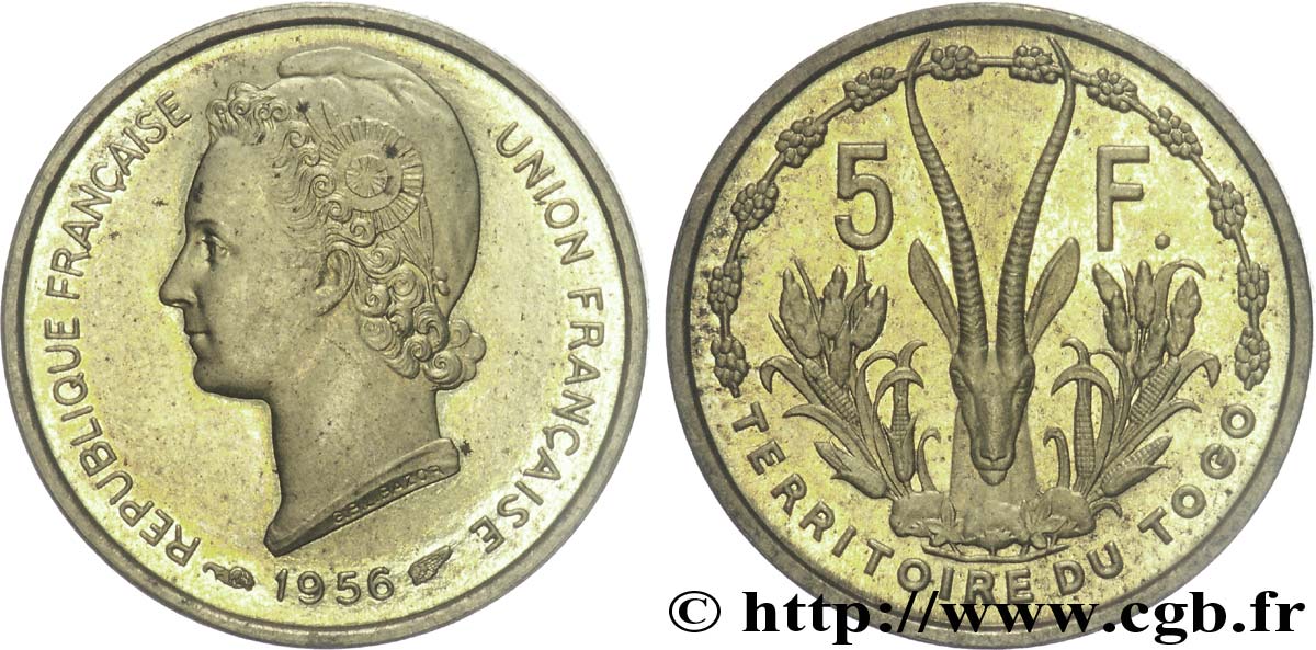 TOGO - UNION FRANCESE Essai de 5 francs 1956 Paris MS 