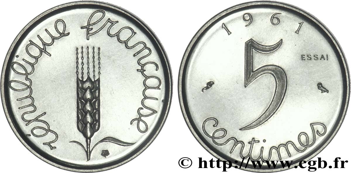 Essai de 5 Centimes Épi 1961 Paris F.124/2 SPL 