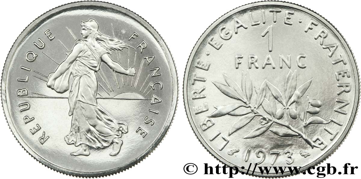 1 franc Semeuse, nickel, épreuve avers BE 1973 Paris F.226/16 var. MS 