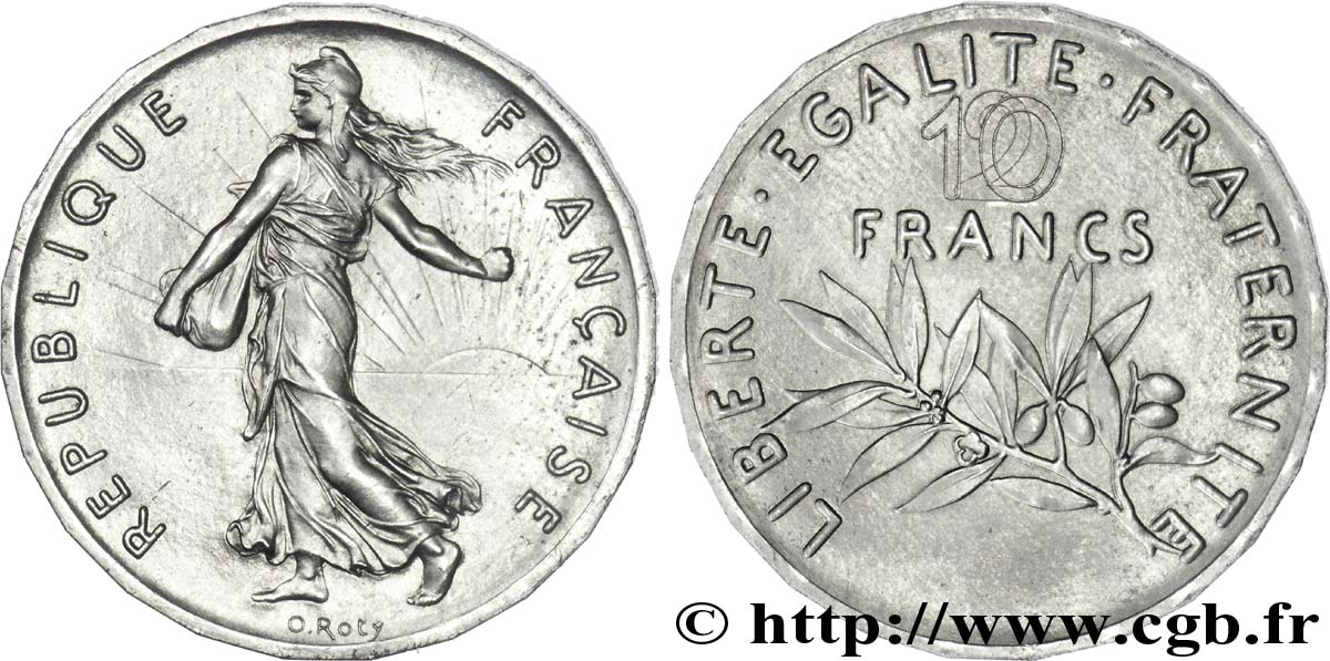 Concours de la 10 francs Mathieu, Module de 10 francs Semeuse 31 mm, sans le mot essai, 24 pans, 14 grammes n.d. Paris G.-  FDC 