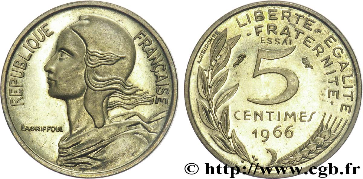 Essai de 5 centimes Marianne 1966 Paris F.125/1 MS 