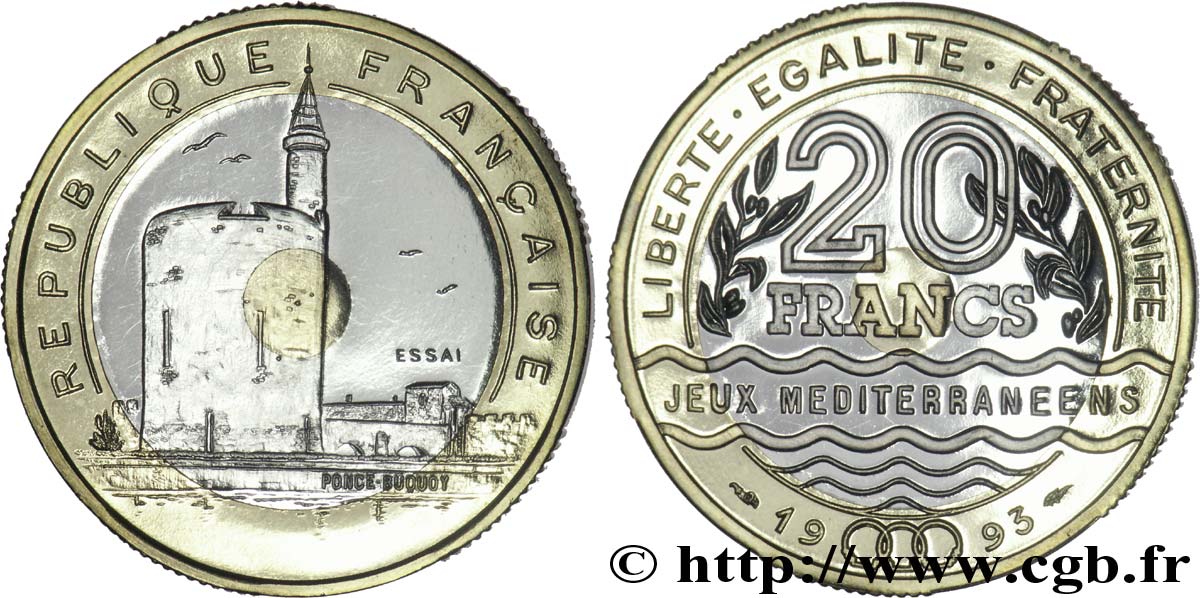 Essai de 20 francs Jeux Méditerranéens 1993 Pessac F.404/1 MS 