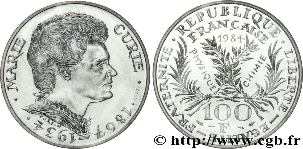 Essai 100 francs Marie Curie 1984 Pessac F.452/1 MS 