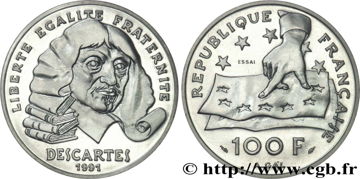 Essai de 100 francs Descartes 1991 Paris F.459/1 FDC 
