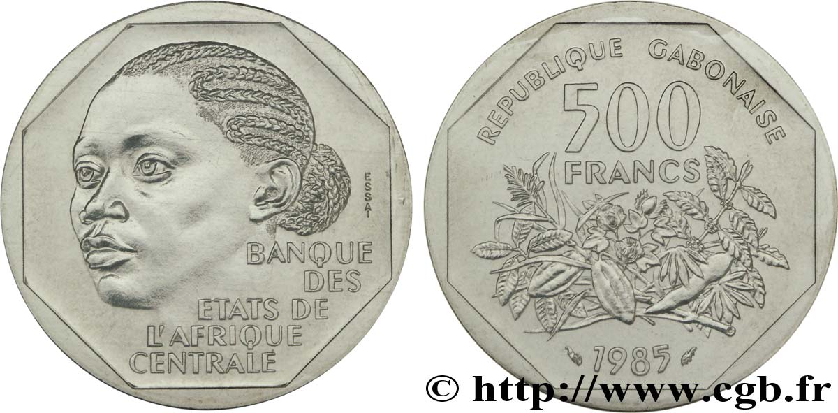GABUN Essai de 500 Francs femme africaine 1985 Paris ST 