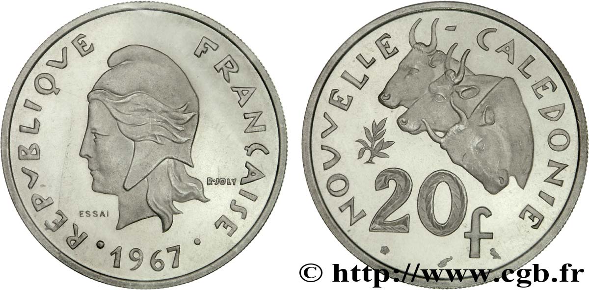 NEUKALEDONIEN Essai de 20 francs 1967 Paris ST 