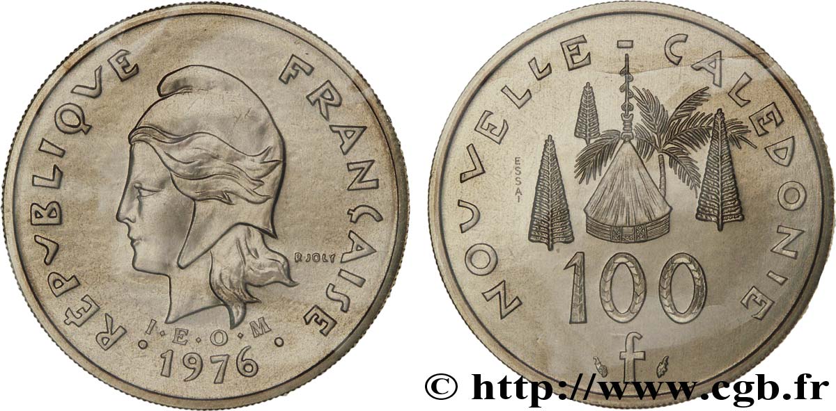 NUEVA CALEDONIA Essai de 100 francs 1976 Paris FDC 