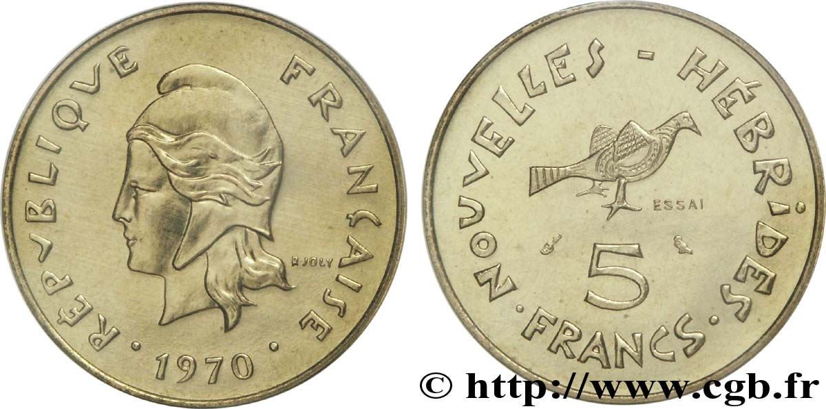 NOUVELLES HÉBRIDES (VANUATU depuis 1980) Essai de 5 francs 1970 Paris FDC 