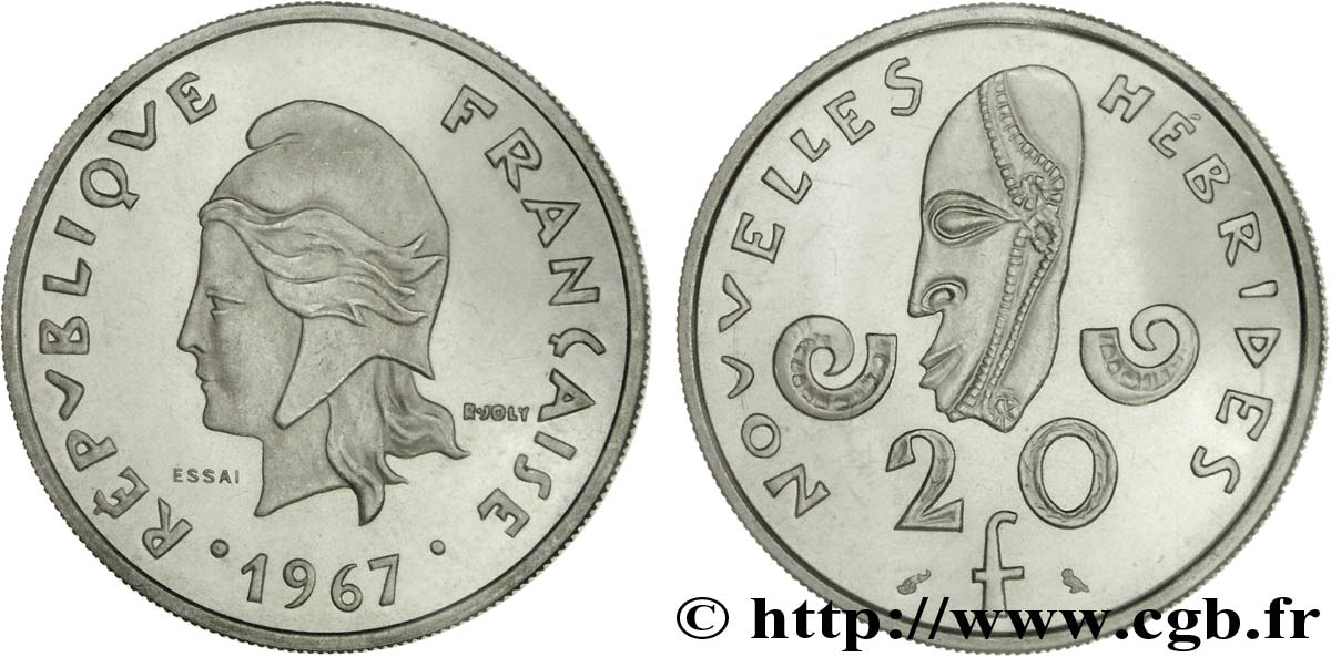 NUEVAS HÉBRIDAS (VANUATU desde 1980) Essai de 20 francs 1967 Paris FDC 
