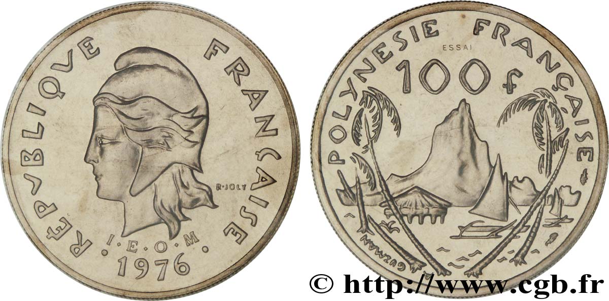 POLINESIA FRANCESE Essai de 100 francs 1976 Paris MS 