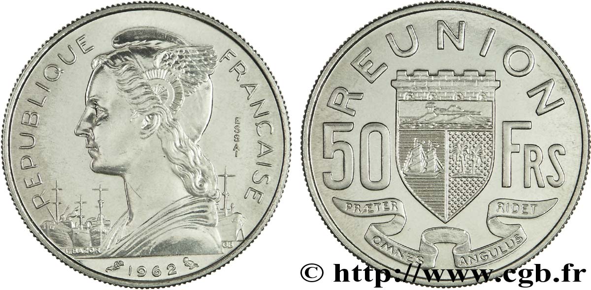 REUNION INSEL Essai de 50 Francs 1962 Paris fST 