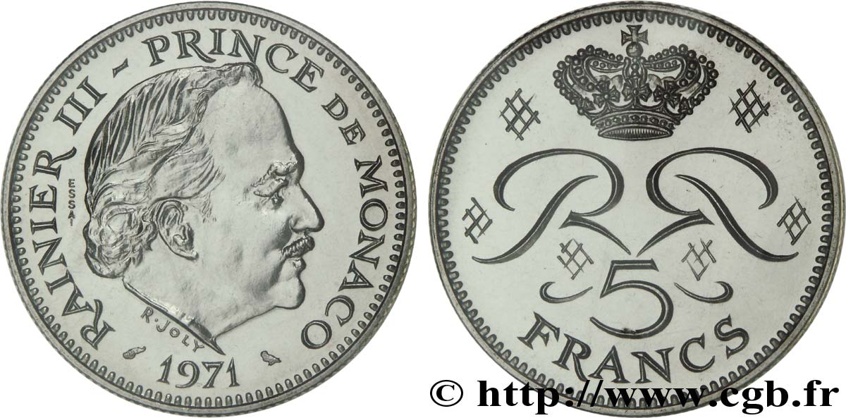 MONACO - PRINCIPAUTÉ DE MONACO - RAINIER III Essai de 5 francs 1971 Paris FDC 