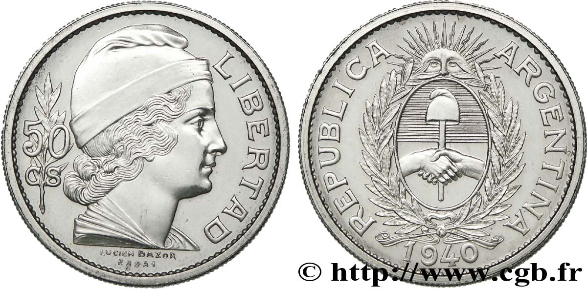 ARGENTINE - RÉPUBLIQUE ARGENTINE Essai de 50 centavos 1940 Paris MS 