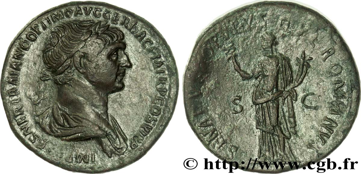 TRAJANUS Sesterce, (GB, Æ 34) AU/XF