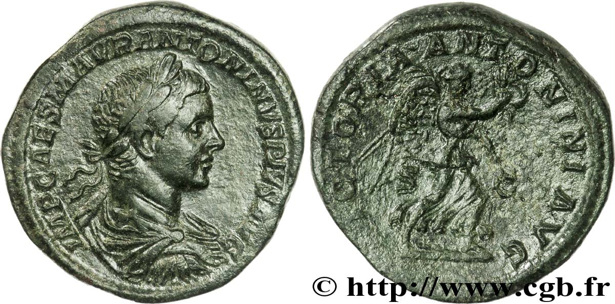 ELAGABALUS Sesterce, (GB, Æ 32) AU/AU