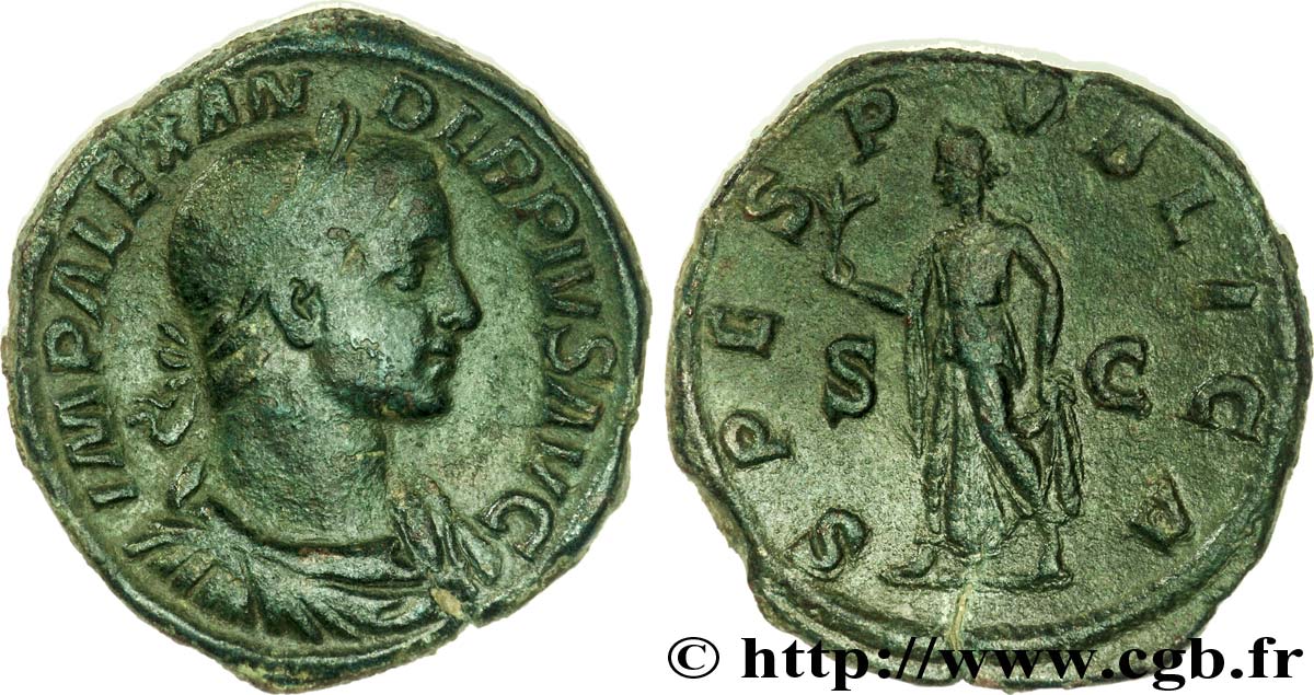 SEVERUS ALEXANDER  Sesterce, (GB, Æ 32) XF