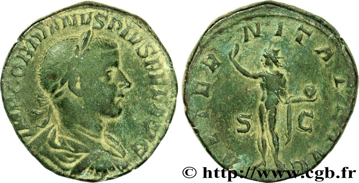 GORDIANUS III Sesterce, (GB, Æ 31) fVZ/SS