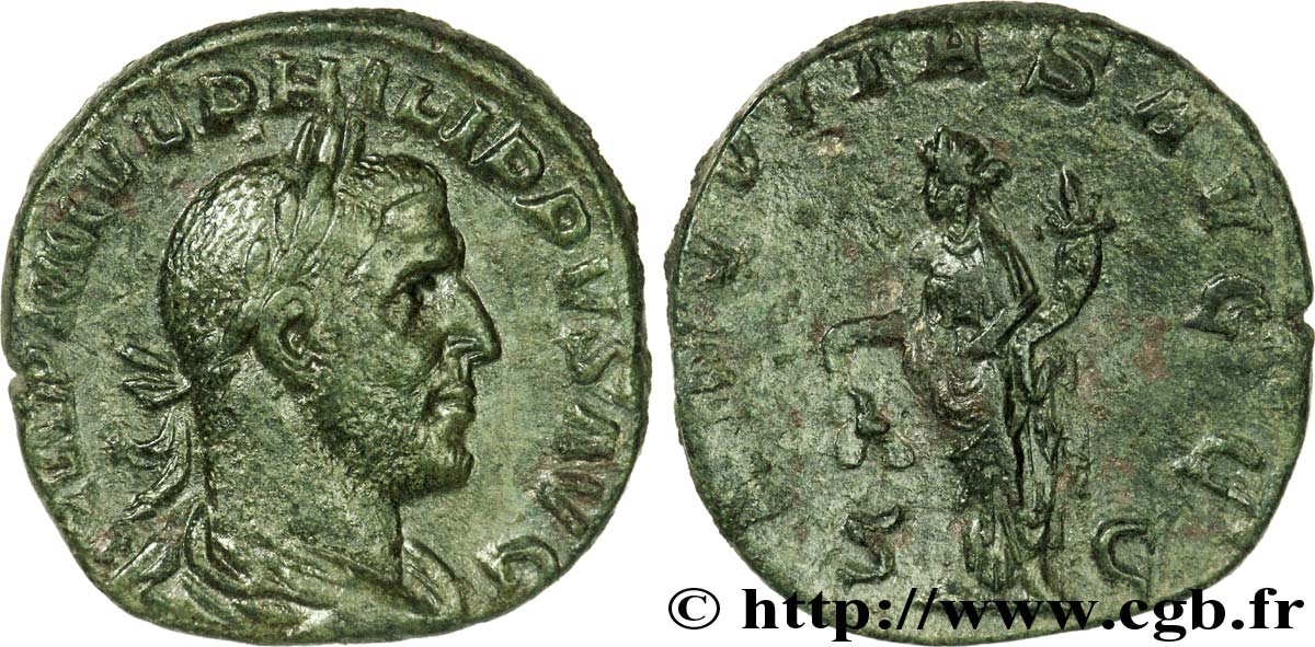 PHILIPPE Ier L&nbsp;ARABE Sesterce, (GB, Æ 27) TTB