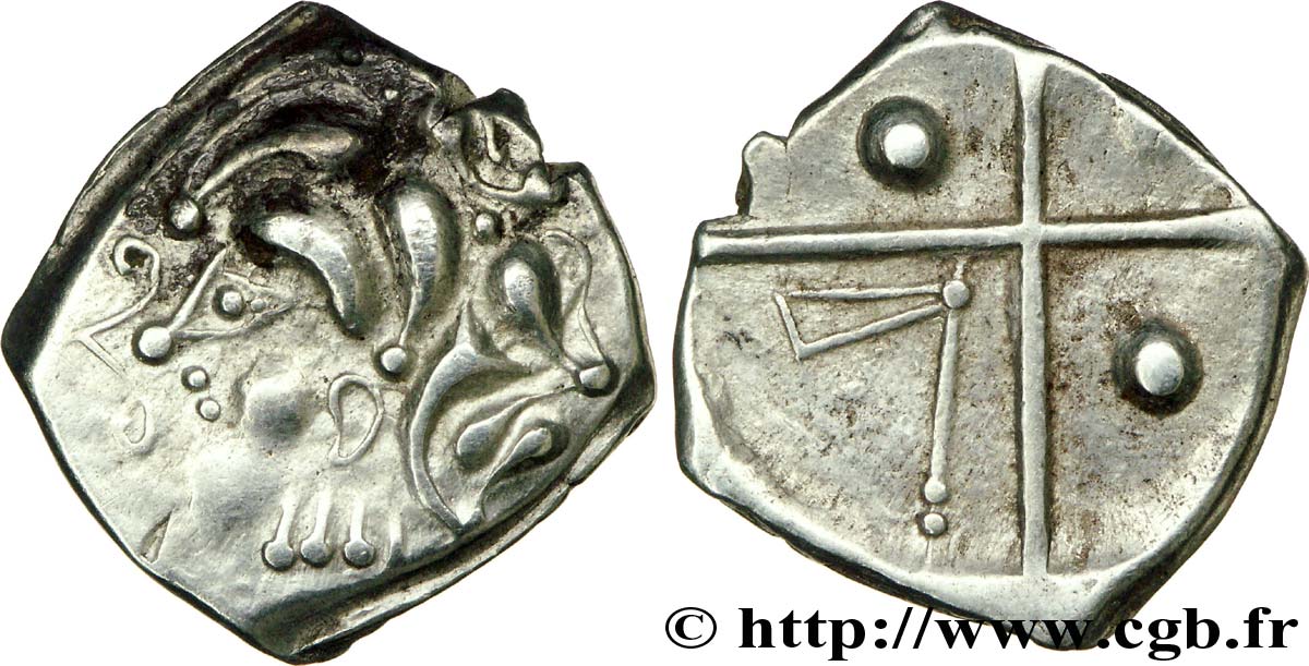 GALLIA - SUDOVESTE DELLA GALLIA - CADURCI (Regione di Cahors) Drachme “à la tête triangulaire”, S. 140 XF