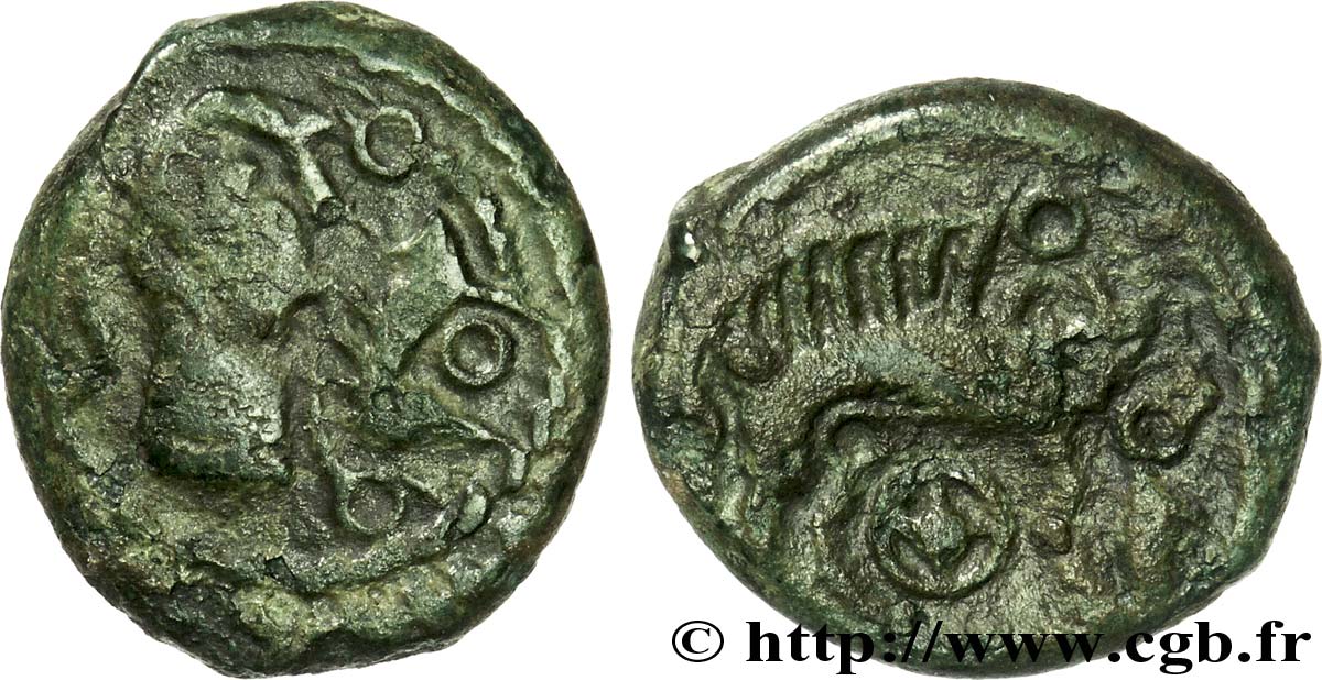 VÉLIOCASSES (Région du Vexin normand) Bronze au sanglier, exemplaire DT. 689 TTB