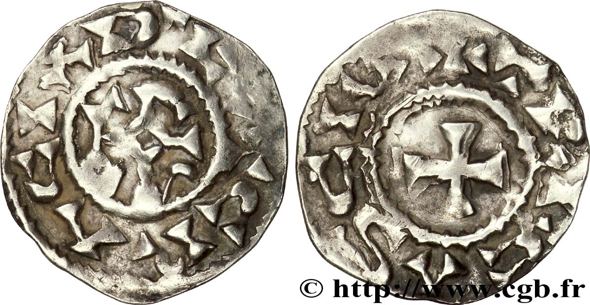CHARLES THE SIMPLE AND COINAGE IN HIS NAME Denier XF