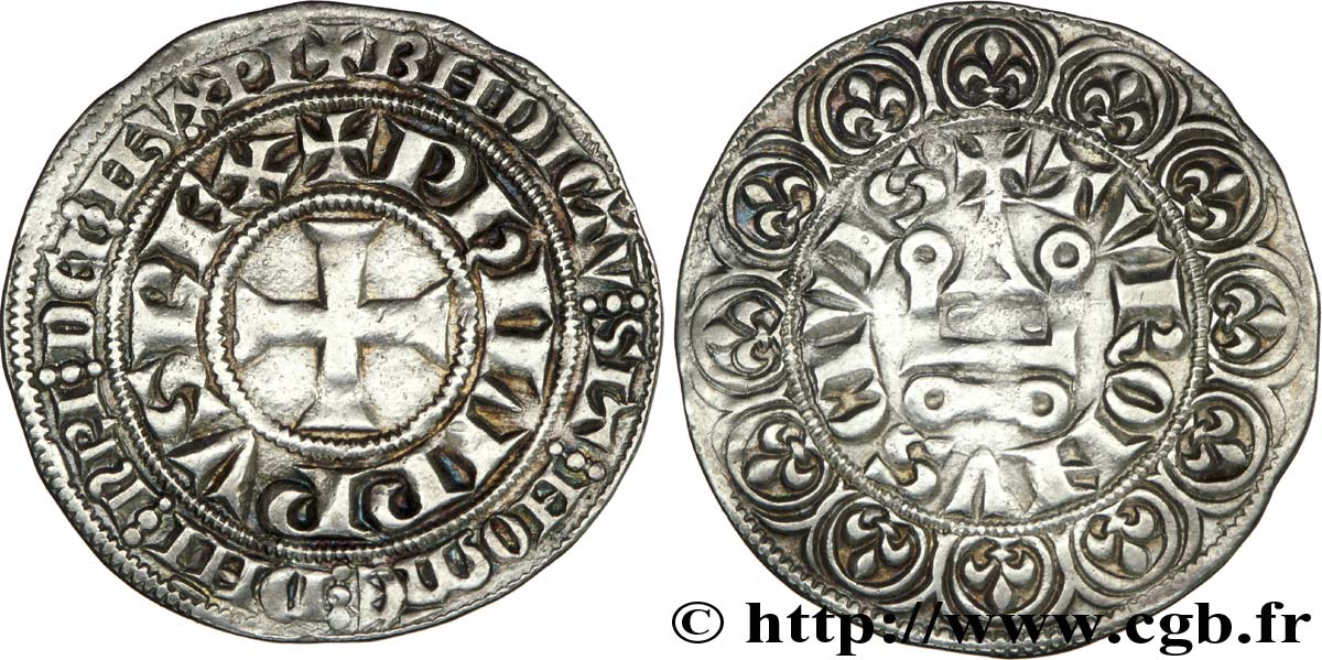 PHILIPP IV  THE FAIR  Gros tournois à l O long c. 1290-1295  fVZ/SS