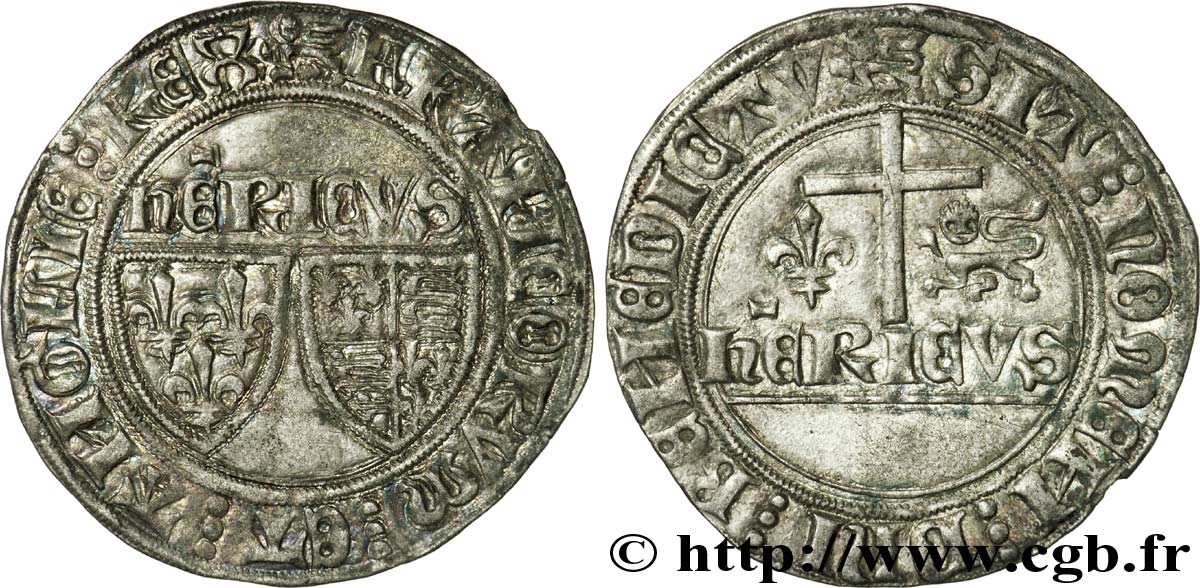 HENRY VI OF LANCASTER Blanc aux écus 23/11/1422 Rouen q.SPL