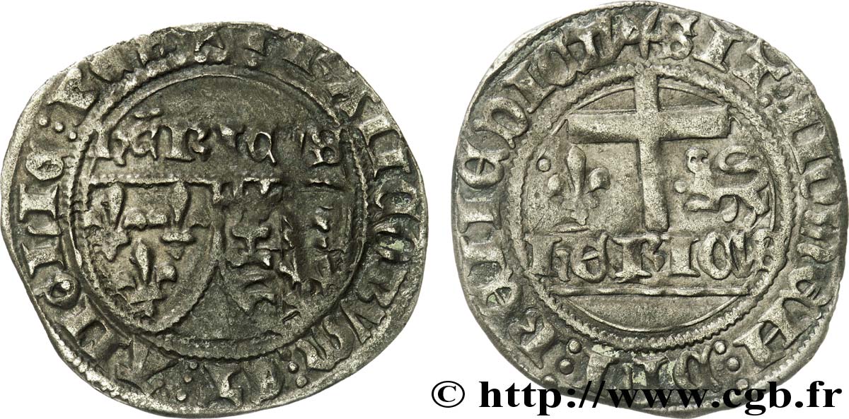 HENRY VI OF LANCASTER Blanc aux écus 23/11/1423 Nevers XF